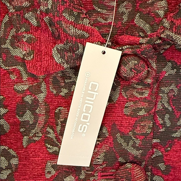 New Chico’s Red Floral Jacquard Topper Jacket Coat Button Front Size 3/Large-16 - Picture 7 of 16